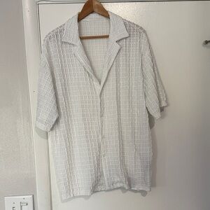 Men's Classic White Textured Button Down Shirt
